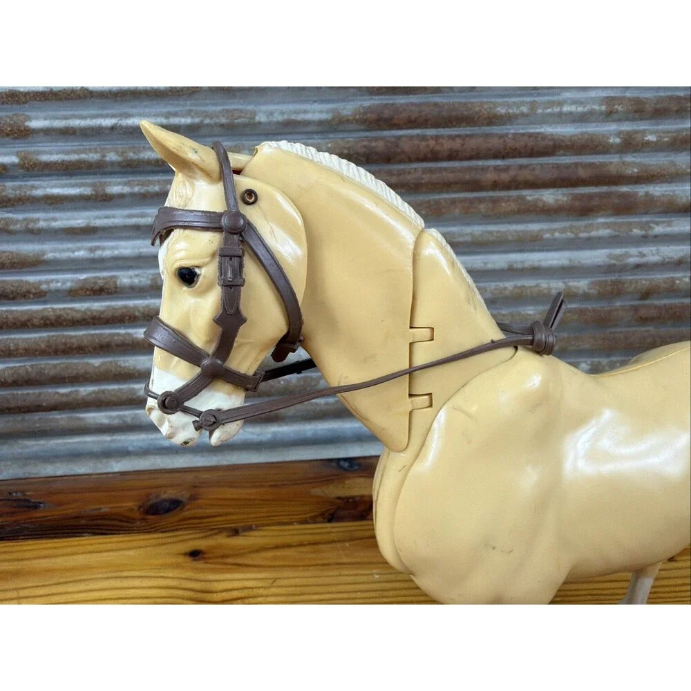 vintage MARX articulating moving head tan horse